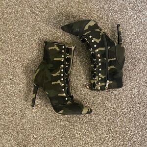 Camouflage Stiletto Ankle Boots